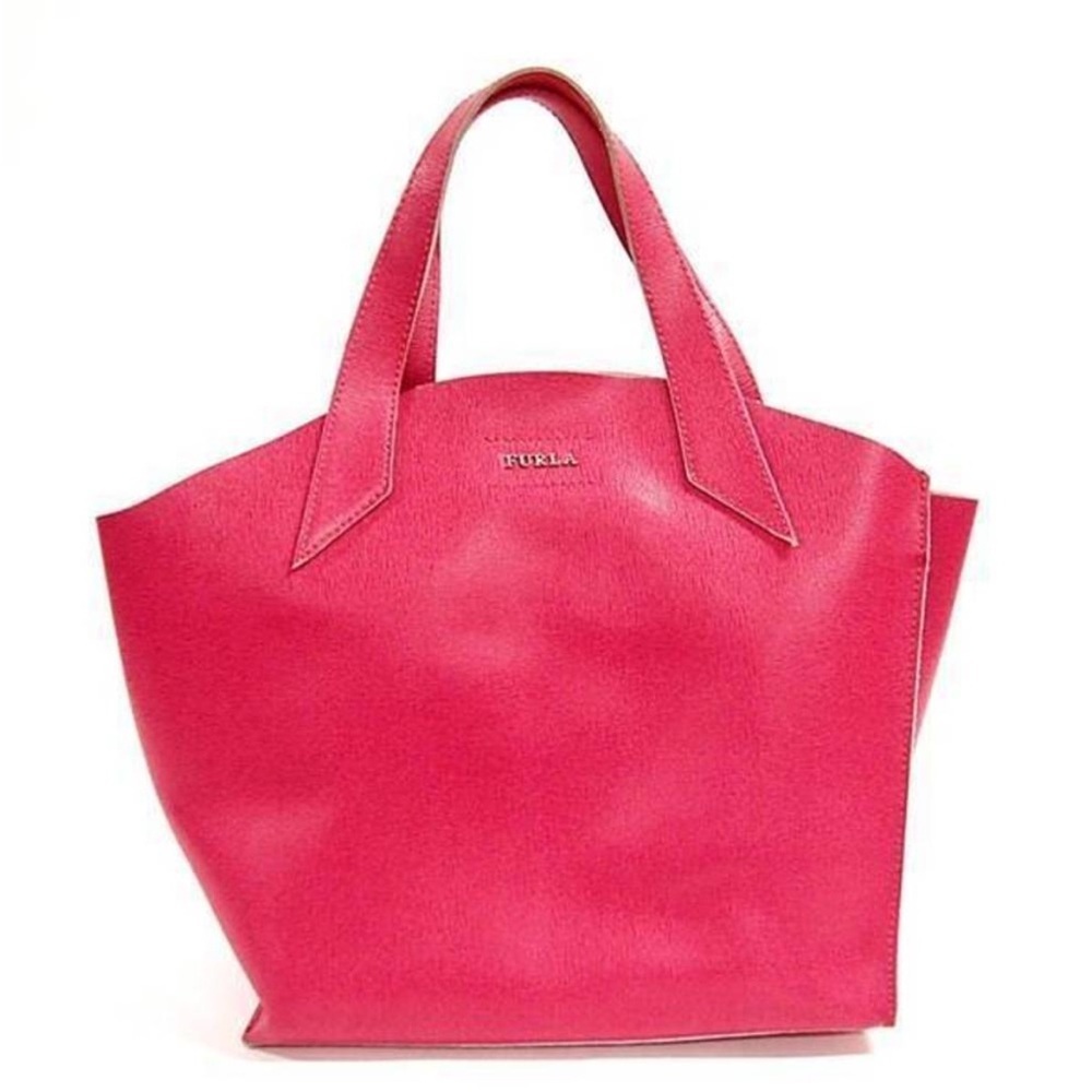 Furla Jucca Saffiano Leather Unstructured Tote in Fuchsia Pink